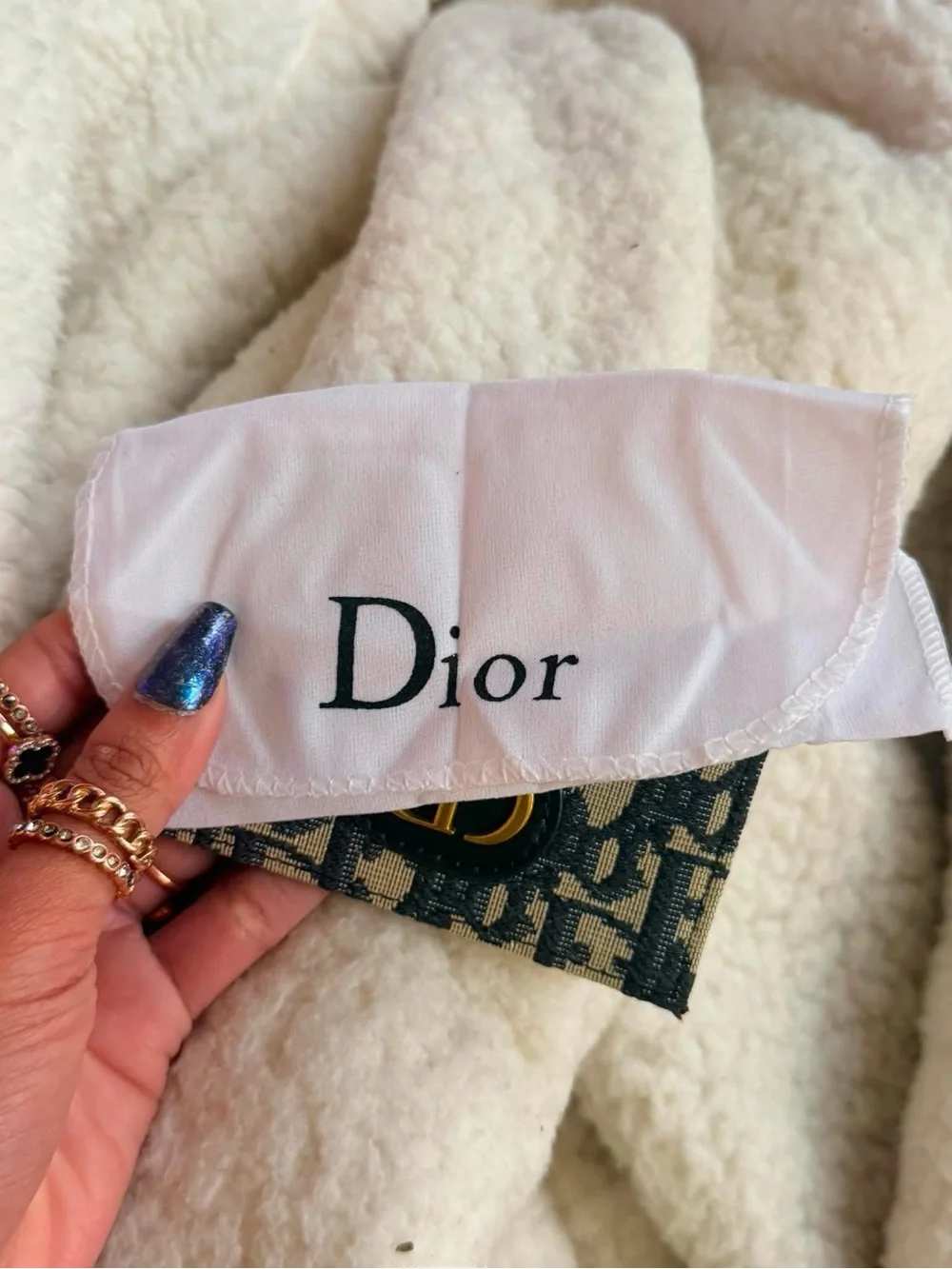 Dior Navy & Beige CD Canvas Card Holder - Dust Bag - Brand New
